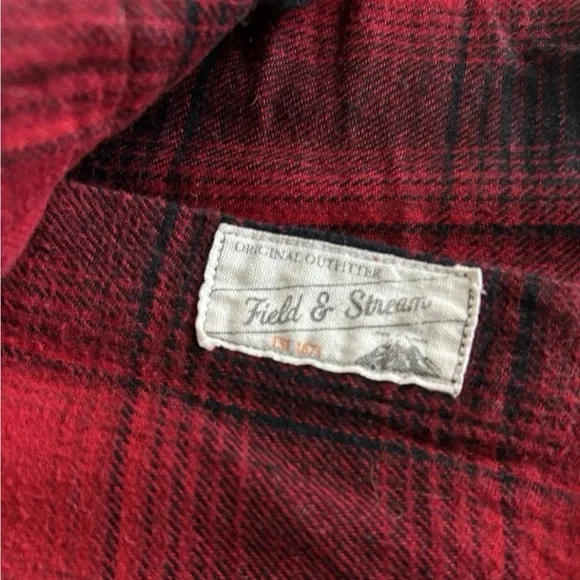 Field & Stream Red Black Plaid Flannel Shirt Men’s XXL Button Up Outdoor - Picture 8 of 9